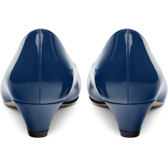 Royal Blue Patent Low Heel Women Shoes Classic Dress Pumps Elegant Office Style - Picture 4 of 5